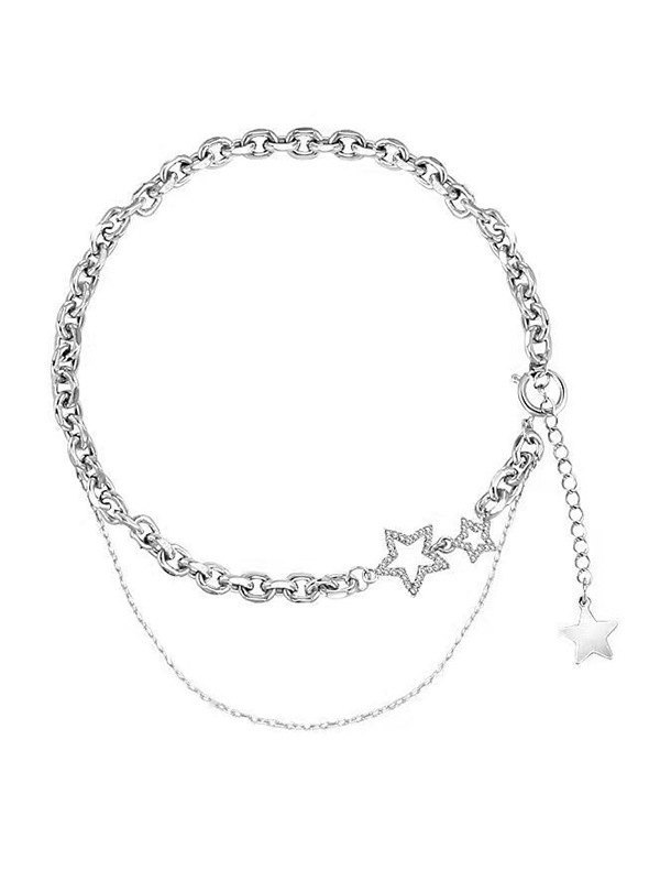 Mehrlagige Kettenhalskette mit Strass-Sterndekor-6