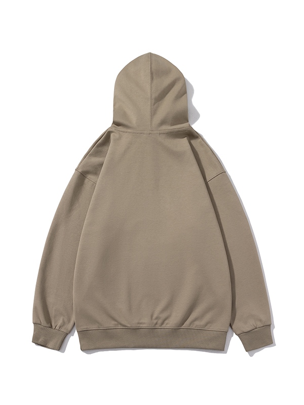Einfarbiger, bequemer, übergroßer Kapuzenpullover aus Baumwolle mit Kordelzug für Herren-1