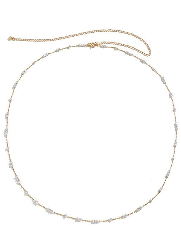 Mit Kunstperlen verzierte Bauchkette-1