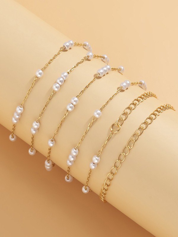 Mit Kunstperlen verzierte Bauchkette-2