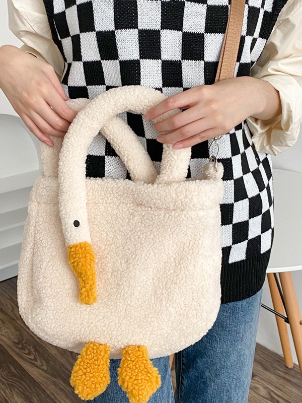Gans-Muster-Fleece-Crossbody-Handtasche-2