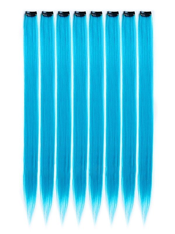 1pc blauer langer gerader Clip in der Haarverlängerung-1