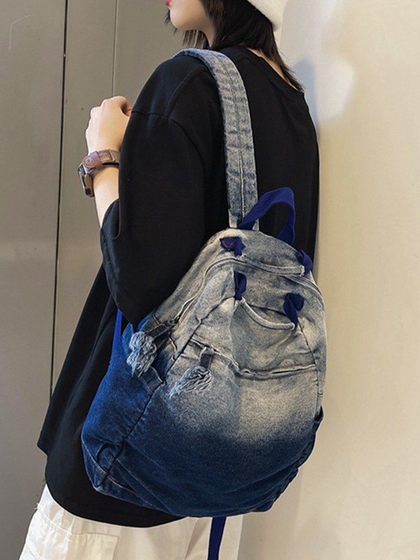 Denim-Rucksack mit Farbverlauf in Vintage-Waschung-1