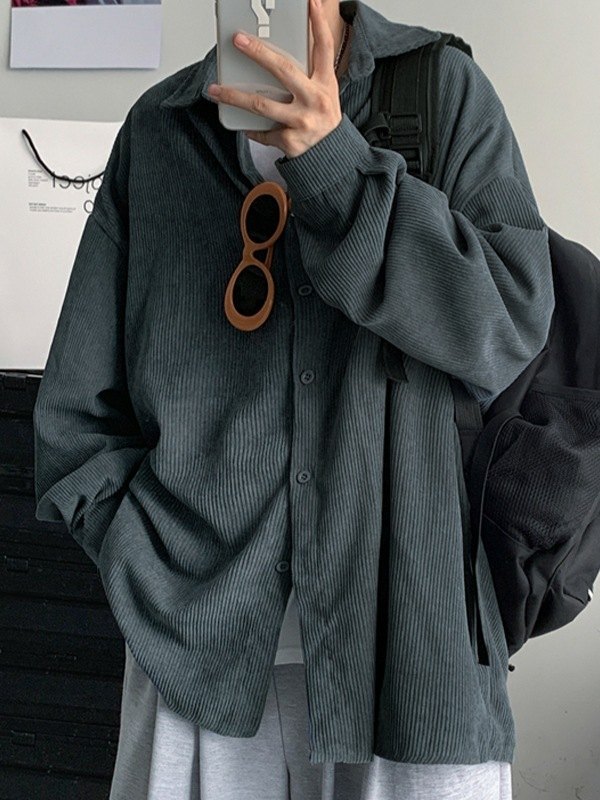 Lässiges Cord-Langarmhemd für Herren-2
