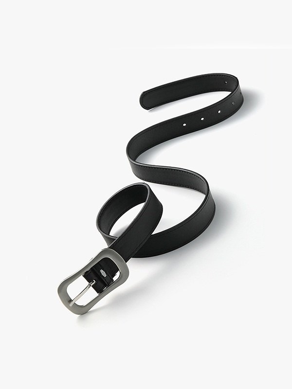 Einfacher Gürtel aus schwarzem Pu-Leder mit Schnalle-2