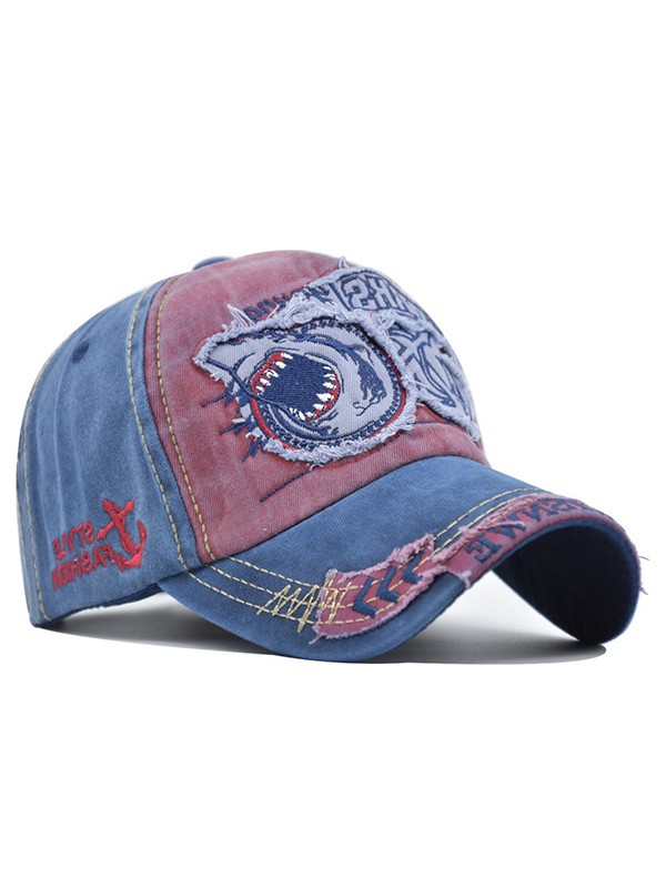 Vintage Shark bestickte Distressed Baseball Cap-1