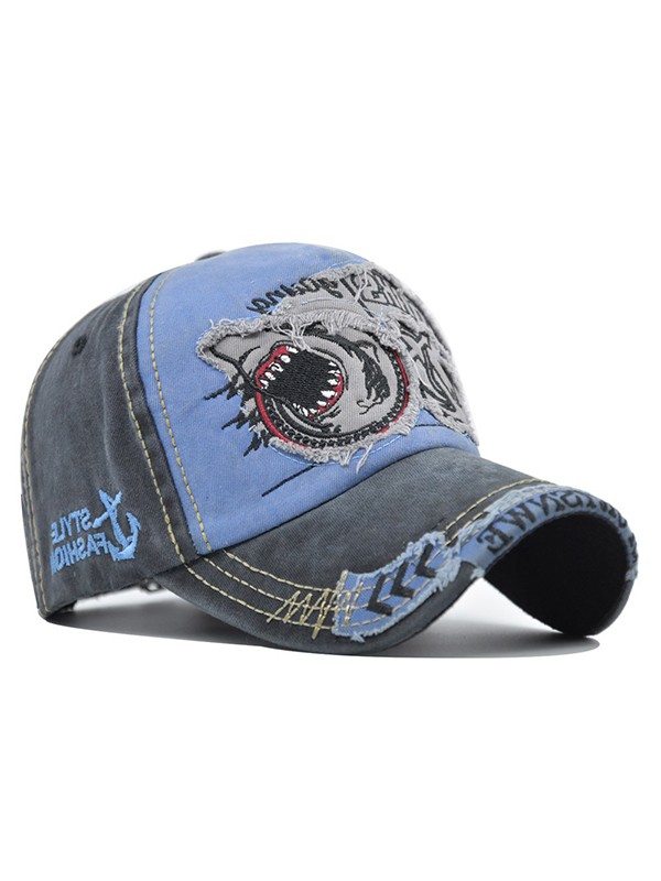 Vintage Shark bestickte Distressed Baseball Cap-1