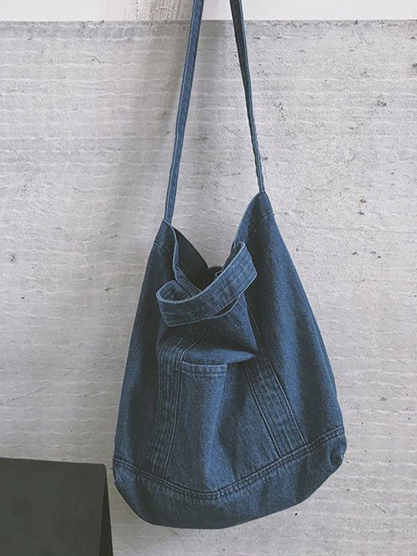 Große Einkaufstasche aus gewaschenem Denim-5