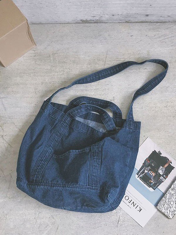 Große Einkaufstasche aus gewaschenem Denim-4