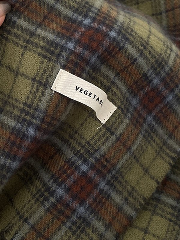 Vintage grün karierter Schal mit Fransen-4