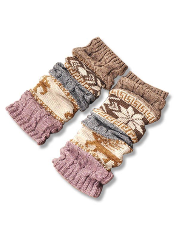 Weihnachtlicher Jacquard-Strickbeinwärmer-1