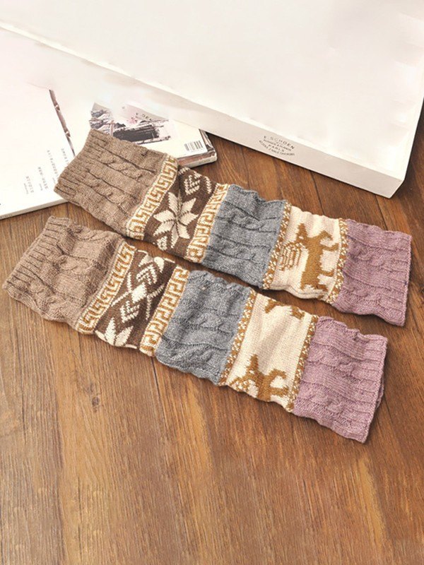 Weihnachtlicher Jacquard-Strickbeinwärmer-5