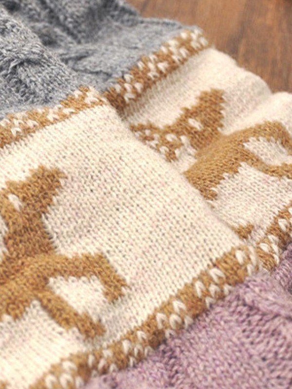 Weihnachtlicher Jacquard-Strickbeinwärmer-4