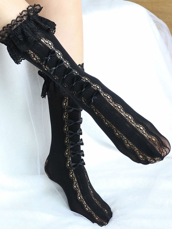 Schleife verschönern Spitzensocken-1