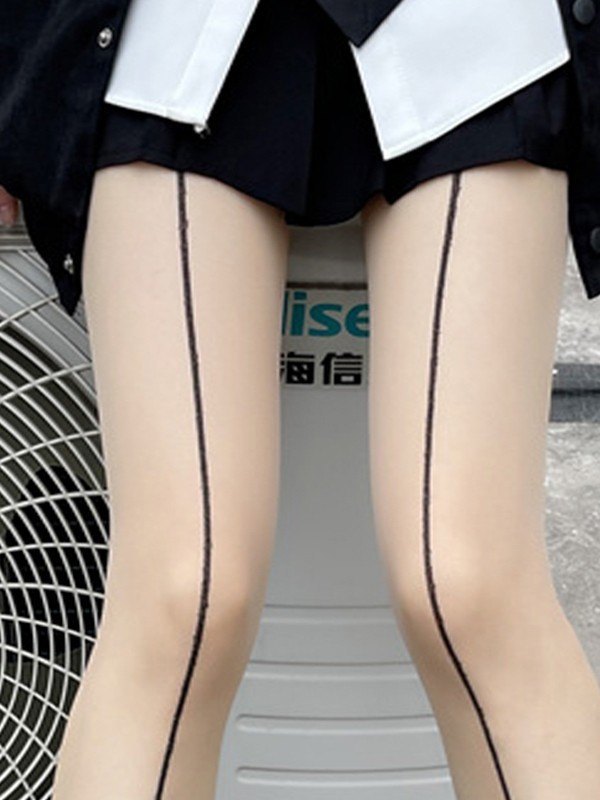 Transparente Strumpfhose mit Kontrastlinie-1