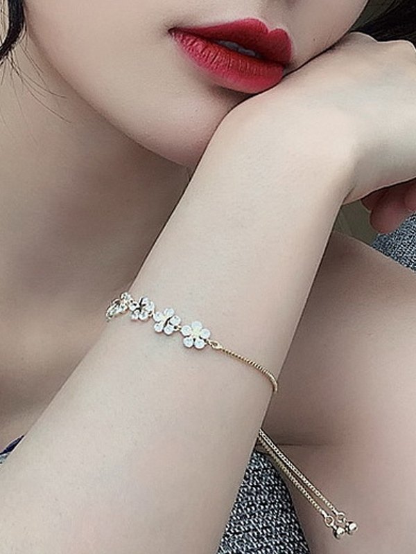 Strass verstellbares goldenes Armband mit Blumenmuster-3