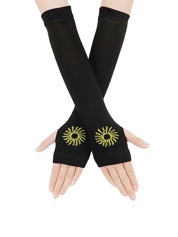 Armstulpen aus Sonnenjacquard in Schwarz-4