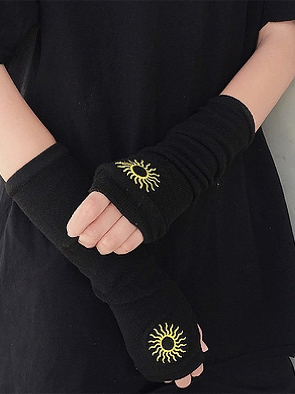 Armstulpen aus Sonnenjacquard in Schwarz-3