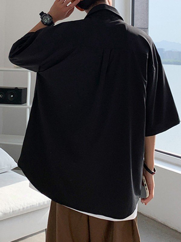 Kurzärmliges Hemd mit geknöpfter Fronttasche für Herren-3