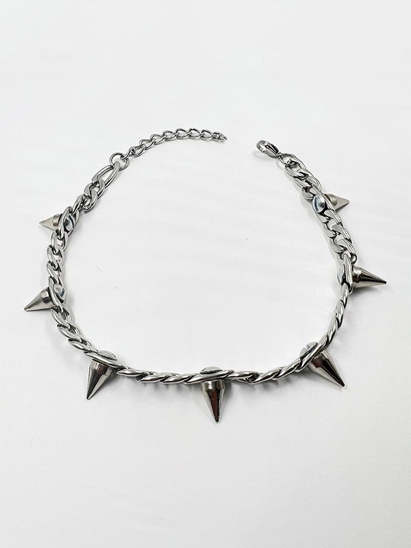Herren Punk Stud Kette Halskette-2