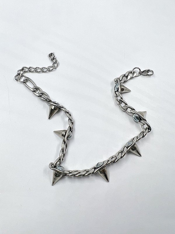 Herren Punk Stud Kette Halskette-3