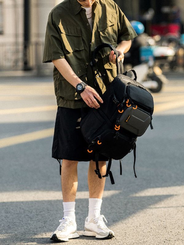 Kurzärmliges Cargo-Shirt mit Vintage-Tasche für Herren-2
