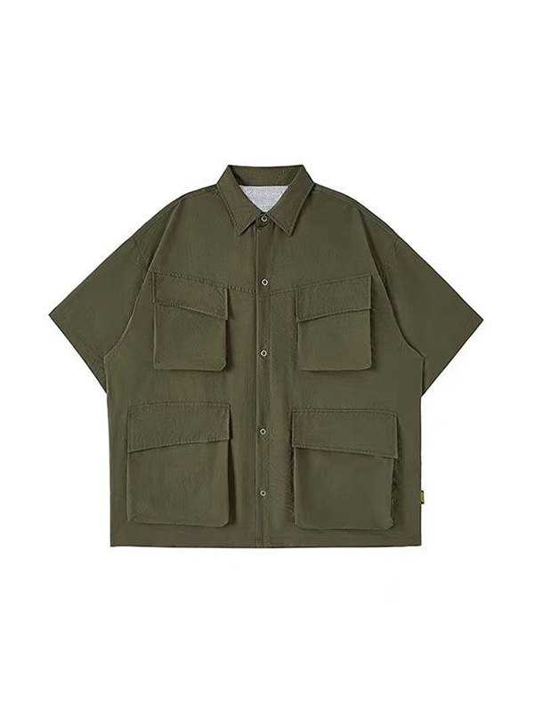 Kurzärmliges Cargo-Shirt mit Vintage-Tasche für Herren-3