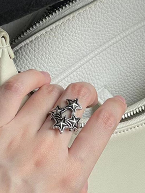 Vintage Silber Stern Manschette Ring-3