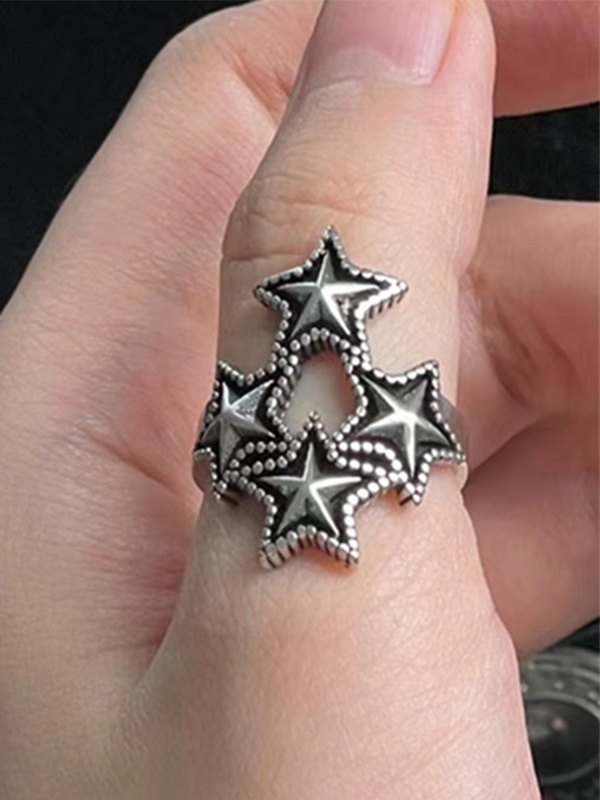 Vintage Silber Stern Manschette Ring-2