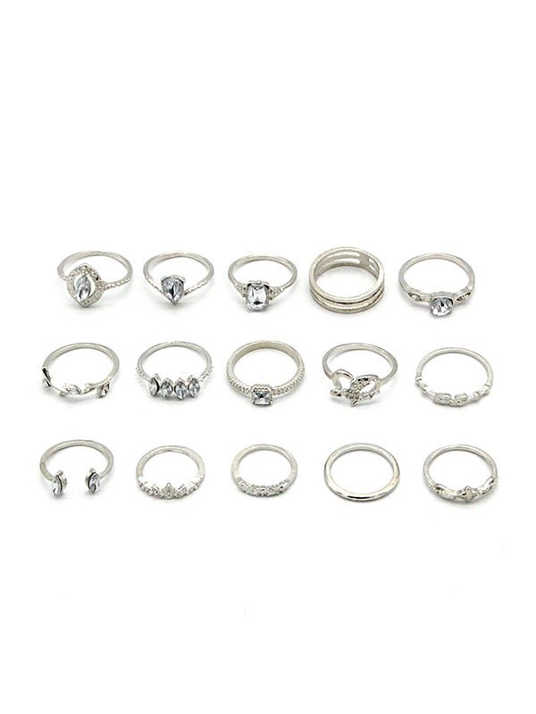15-teiliges Strass-Silberring-Set-4