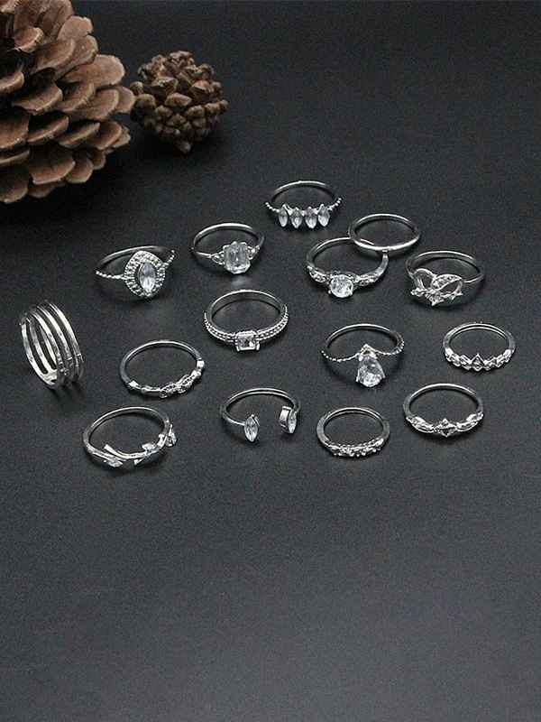 15-teiliges Strass-Silberring-Set-2