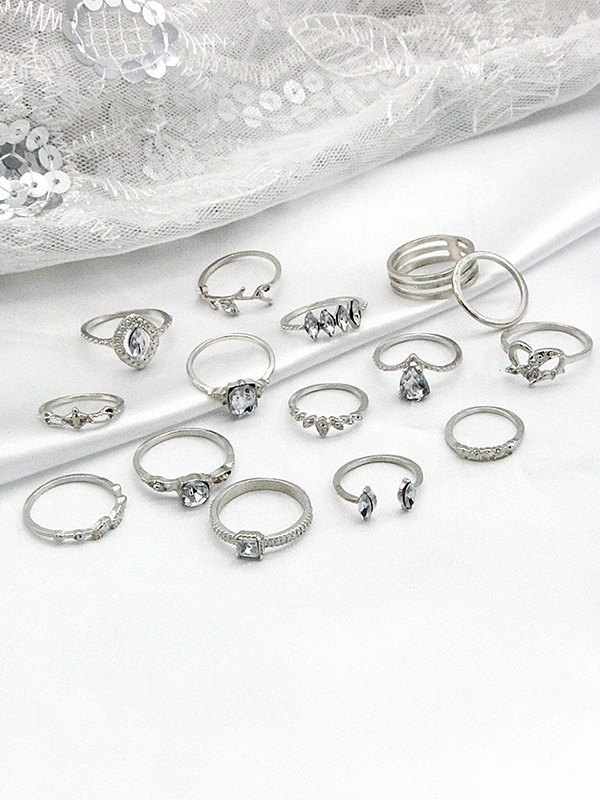15-teiliges Strass-Silberring-Set-3