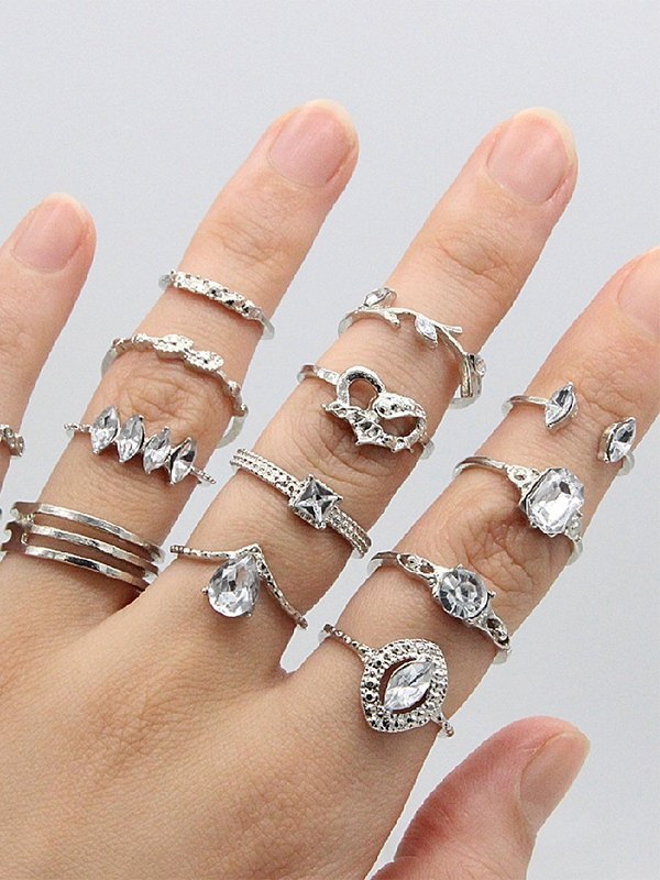 15-teiliges Strass-Silberring-Set-1
