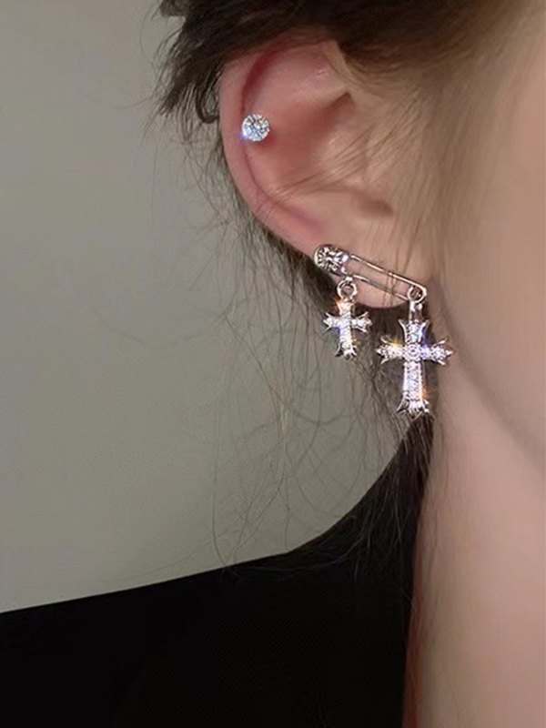Sicherheitsnadel-Strass-Kreuz-Charme-Ohrringe-3