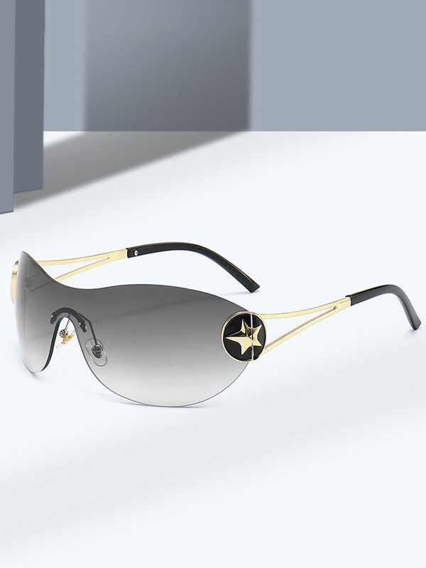 Star Embellish Randlose Y2K-Sonnenbrille-1