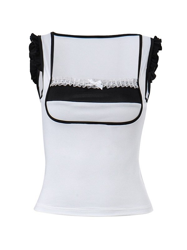 Patchwork-Tanktop mit Spitzenbesatz-3