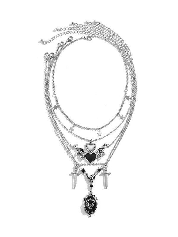 5-teiliges Punk-Halsketten-Set mit gemischten Anhängern-4