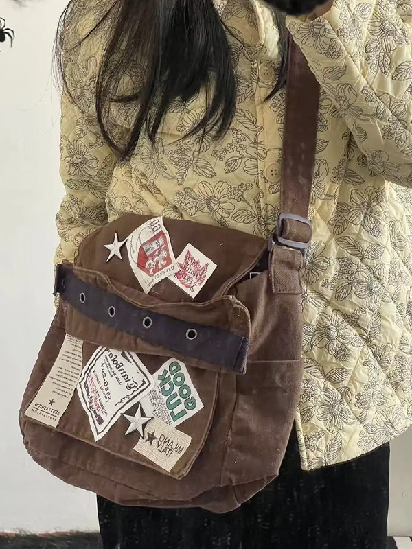 Vintage-Patch-Design-Umhängetasche-1