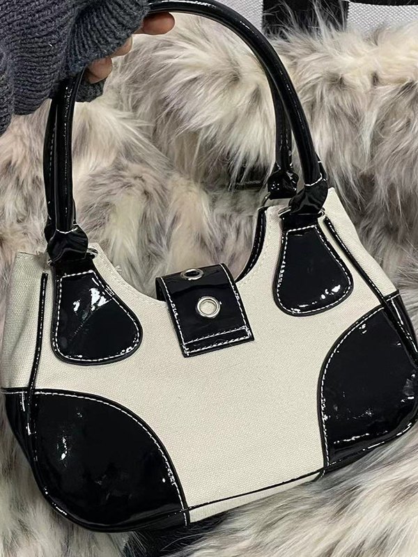 Sternkette verschönert Patchwork-Schultertasche mit Schnalle-4