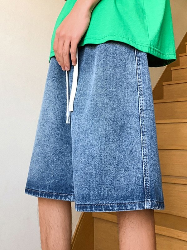 Locker geschnittene Denim-Shorts für Herren in Basic-Waschung-1