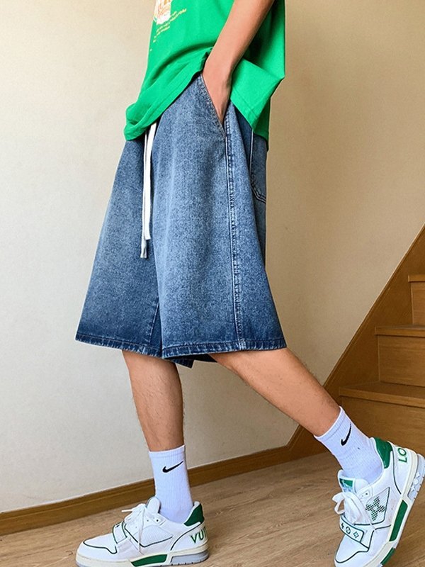 Locker geschnittene Denim-Shorts für Herren in Basic-Waschung-3