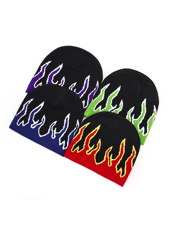 Beanie-Mütze mit Flammenmuster-1