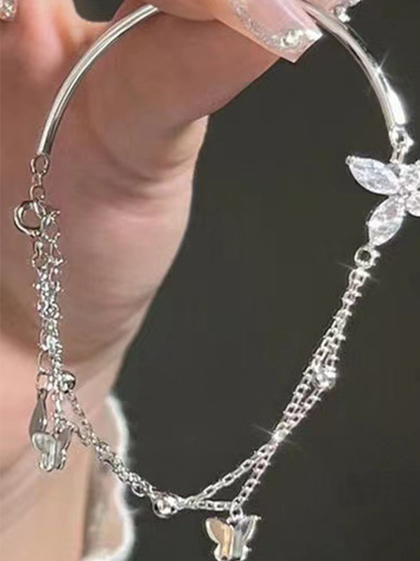 Doppellagiges Schmetterlings-Charm-Kettenarmband-2