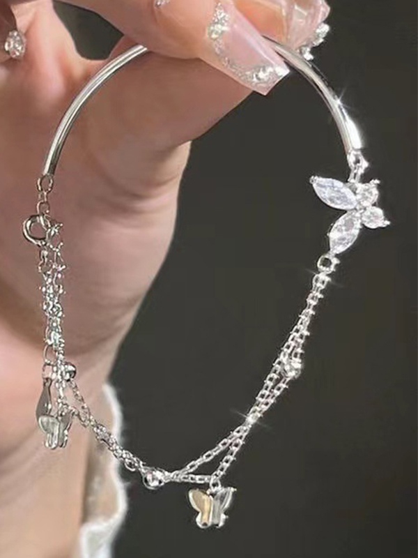 Doppellagiges Schmetterlings-Charm-Kettenarmband-1