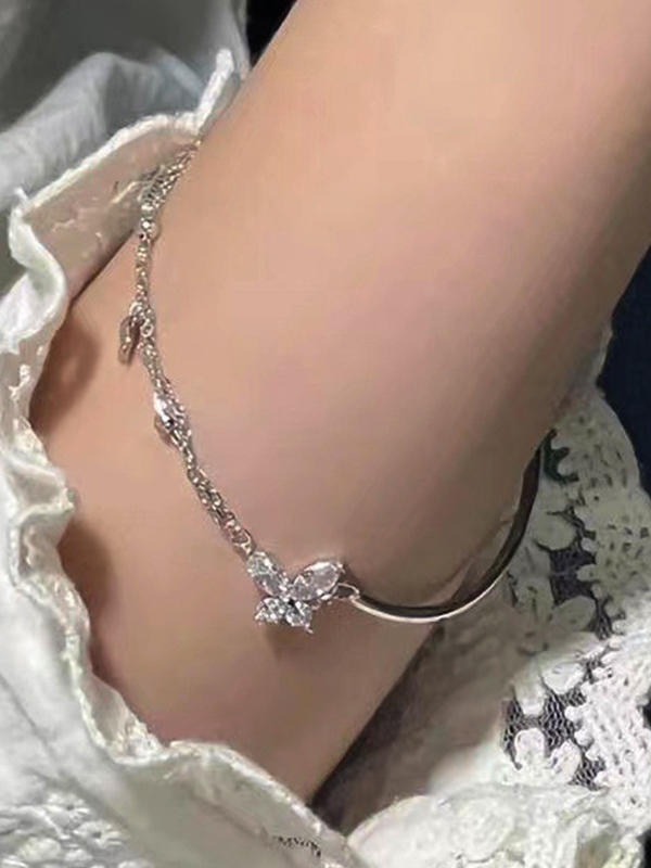 Doppellagiges Schmetterlings-Charm-Kettenarmband-4
