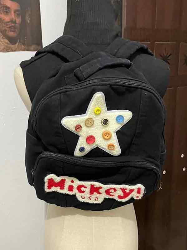 Flauschiger Rucksack mit Stickerei-Print-2