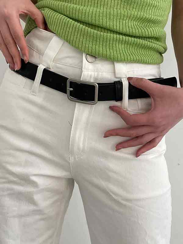 Einfarbiger Gürtel mit Schnalle im Crack-Design-2