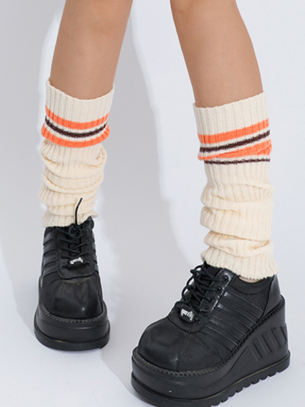 Preppy-Beinwärmer mit gerippten Streifen und Spleißen-2