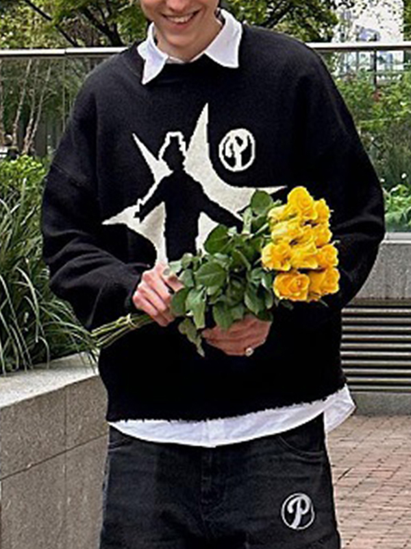 Pullover zum Überziehen mit Hip-Pop-Print für Herren-1