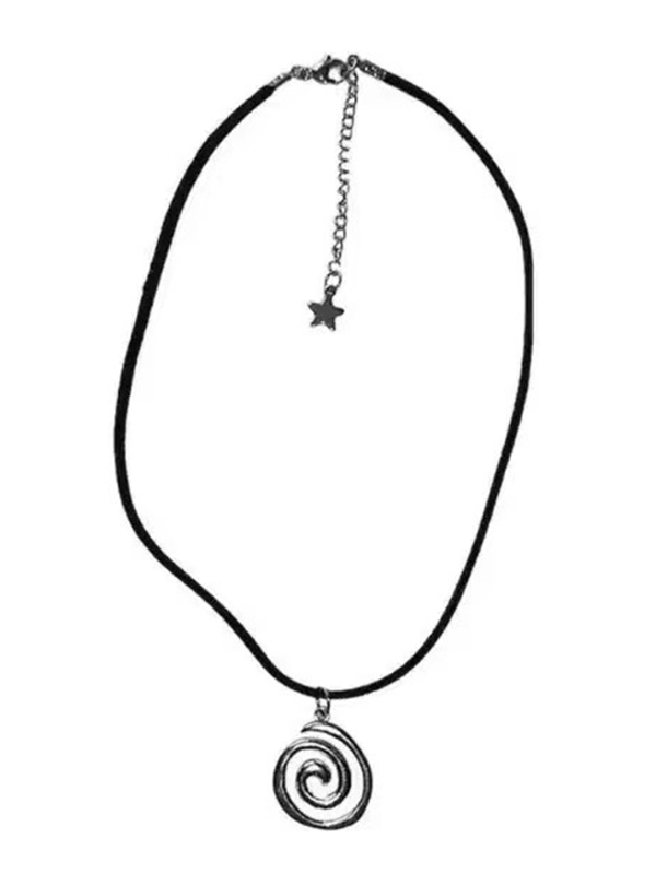 Halskette aus geflochtenem Leder mit Punk-Swirl-Anhänger-2
